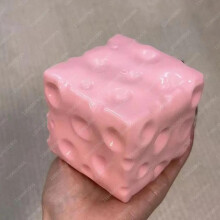 (Pink) Jumbo Cheese Cube Stress Ball – Big Cheese Shapeable Squeeze Ball, Non-Bounce Fidget Toy, ASMR Sensory Anti-Stress Christmas Gift