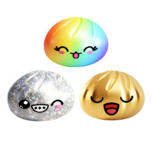(Silver) Rainbow Glitter Dumpling Squishy Squeeze Toy Stress Ball Decompression Slow Rising Anti Stress Reliever Sensory Gift