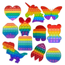 (Matches the image) Rainbow Push Pop Bubble Fidget Sensory Toy: Stress Relief Toys Pack for Kids Adults, Anti-Anxiety Tools Office Stress Relief