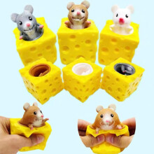 (Matches the image) Mouse Squishy Toy Cheese Stress Ball Squishy Rat Squeeze Cheese Fidgets Squishy Mice Toy Stress Novelty Toy for ADHD ADD OCD