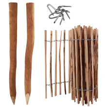 5 m Complete Set Picket fence 90 cm high Slat set width 4-6 cm with 5 Wooden posts 1.5 m long & Fencing staples
