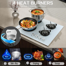 Gas Hob 4 Burners TopStrong Builtin White Gas Hob 60cm with Flame Out Prote