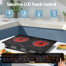 Cooksir Double Ceramic Hob Plug in Electric Hob 60CM Builtin or Portable wi
