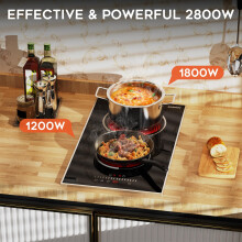Jessier Electric Ceramic Hob 2 Ring Portable Plug in Hob 2800W 30cm Cooktop