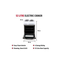 Haden HES50W Electric Cooker – Freestanding 52 Litre Cooker with 4 Solid Pl