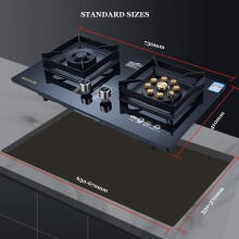 Dual Fuel Gas Stove Cooktop Double Burners Easy to Clean Tempered Glass Bui