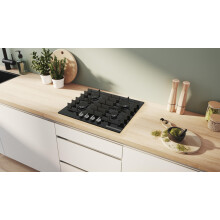 Bosch PPP6A6I40 Series 6 Gas Hob 4 Burns 60 cm Black Tempered Glass