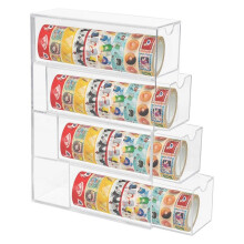 Washi Tape Organizer, 4 Drawers Stackable Plastic Washi Tape Box Organizer Storage, Clear Storage Drawers