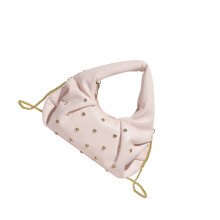 Elegante avondtasje van PU-schoudertas met metalen decors-Roze