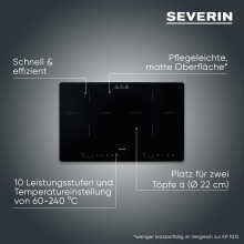 Severin DK 1033 Induction Hob 2 Plates ScratchResistant Glass Ceramic Hobs