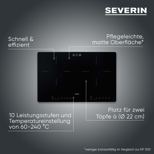 Severin DK 1033 Induction Hob 2 Plates ScratchResistant Glass Ceramic Hobs