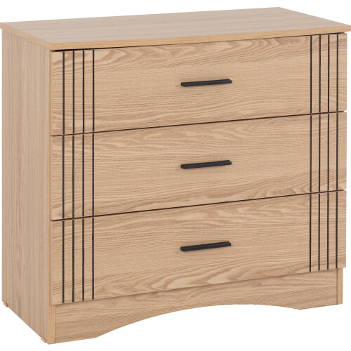 Seconique Tessa 3 Drawer Chest - Natural Oak Effect 1