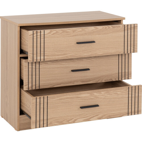 Seconique Tessa 3 Drawer Chest - Natural Oak Effect 2