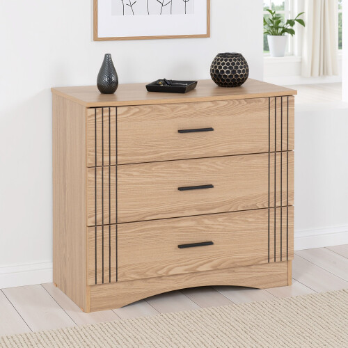 Seconique Tessa 3 Drawer Chest - Natural Oak Effect