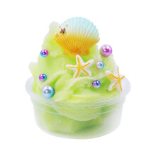 (Matches the image) Dual Tone Ocean Shell Silk Mud Slime with Shells and Pearls Accessories, Stress Relief Boredom Buster DIY Clay