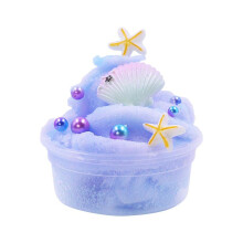 (Matches the image) Dual Tone Ocean Shell Silk Mud Slime with Shells and Pearls Accessories, Stress Relief Boredom Buster DIY Clay