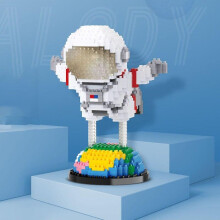 Space Astronaut Flying Earth Star LED Light Model Mini Diamond Blocks Bricks Building Toy for Children