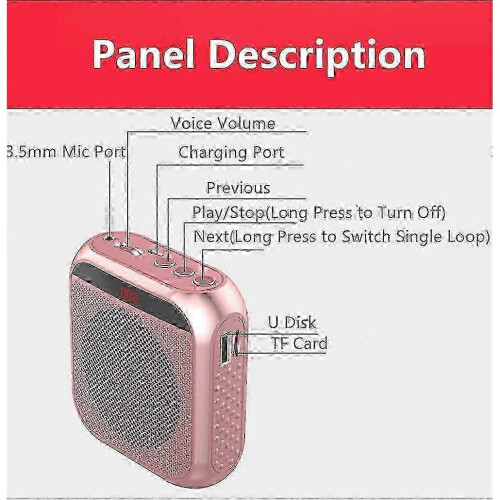 Rechargeable voice amplifier with wired microphone black