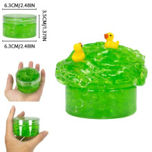 (Matches the image) Holiday Crystal Slime Kit, 120ml Clear Beads Slime with Duck Charms, Stretchy Non-Sticky Design, Festive Stress Relief Gift