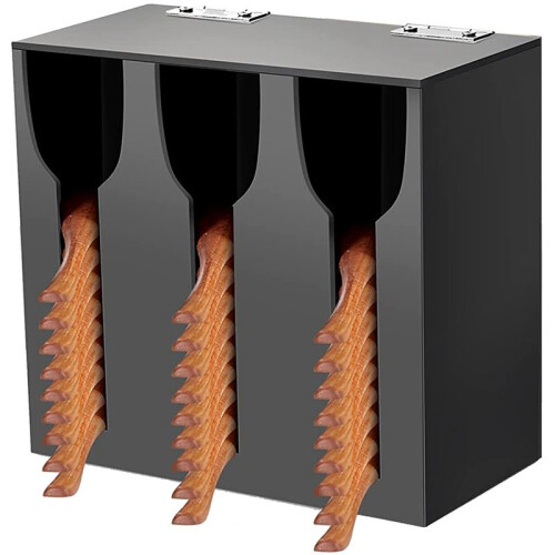 Acrylic Utensil Dispenser Cutlery Organizer with 3 Compartment Black Silverware Holder Plastic Flatware 1