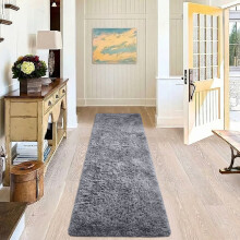 (80x300cm-Large Runner, Grey) Shaggy Rug-Non Slip Faux Fur Extra Large Area Rugs for Livingroom Bedroom Carpet