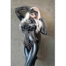 (2XL, Black) Spider Woman Jumpsuit Cosplay Costume Spiderman Tights Bodysuit