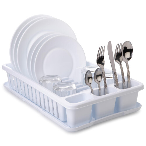 Tatay Dish Drying Rack with Tray BPAFree PP Dish Drying Rack with Compartme 1