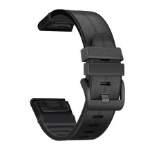 (Style C Garmin Fenix 7, Black) For Garmin Fenix 7/6/5 Watch Band Genuine Leather + Silicone Wrist Strap Replacement