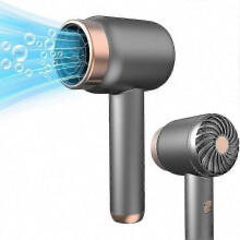 Cordless Rechargeable Hair Dryer - Portable Battery Powered Handheld Dryer - 3 Wind Settings, Low Noise, Grey & Gold