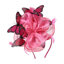 Adorable Organza Hair Accessory Butterfly Styles-Rose red