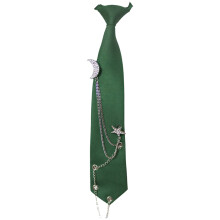 Punk Pre Tied Metal Chain Moon Tie for-green silver