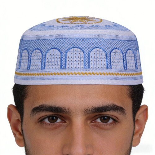 Embroidered Hui Hat Suitable For Various Occasion-Blue 58