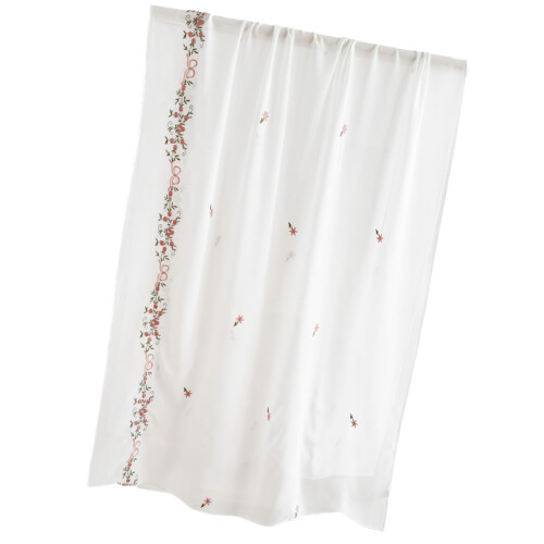 Écharpe musulmane brodée de fleurs, châle léger en-Blanc