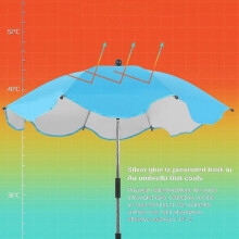 Universal Chair Umbrella with Adjustable Clamp, UPF 50+ Clip on Parasol Stroller Accessories Umbrella