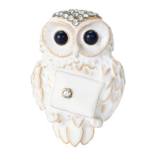 Broche créative en forme de hibou en émail, accessoire de-Blanc