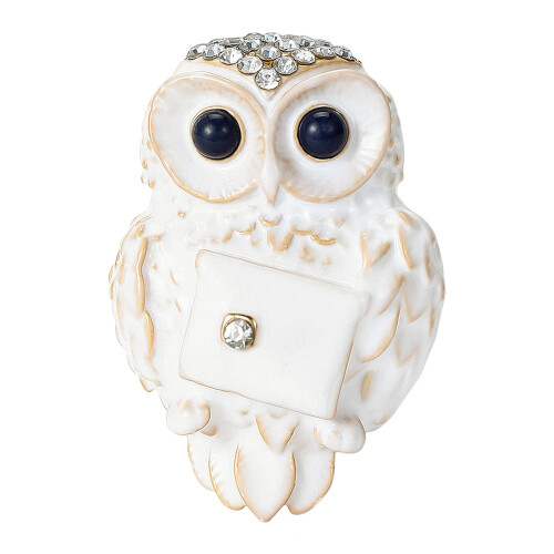 Broche créative en forme de hibou en émail, accessoire de-Blanc
