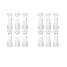 24-Piece Apron and Chef Hat Set, Adjustable Children's Apron with Pockets (White, Suitable for 2-6 Year Old S)