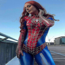 (XL, Red) Spider Woman Jumpsuit Cosplay Costume Spiderman Tights Bodysuit