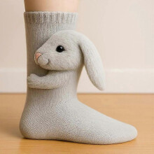 (One Size Fits All, D) Novelty Cartoon Animal Socks Gifts: Cat & Deer Warm Winter Socks for Girls & Women