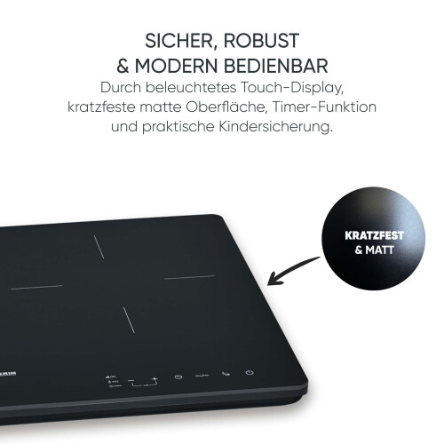 Severin DK 1033 Induction Hob 2 Plates ScratchResistant Glass Ceramic Hobs 2