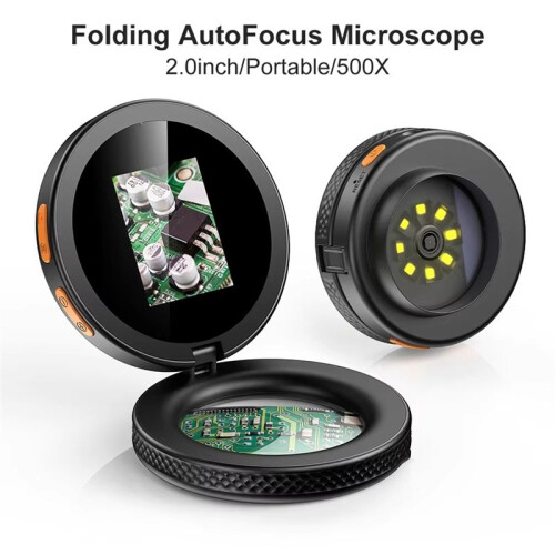 Microscópio Digital com Foco Automático 1080P e 8 LEDs para Reparo e Leitura de Eletrônicos 1