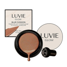 (Dark Color) Luvie Glow Blur Cushion Foundation - Mushroom Head Air Cushion Cc Cream Natural Long-lasting Coverage Bb Cream For All Skin Types