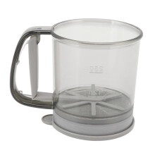 Flour Sifter Cup with Lid, Handheld Double Layer Filter Mesh, ABS Food Grade, 120x150mm