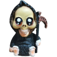Halloween-Todespuppen-Babystatue mit Sense, gotische Fantasy-Harzskulptur, 2er-Set