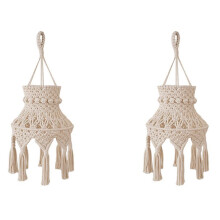 2X Makramee Lampenschirm Boho Hängende Pendel Leuchte Abdeckung, Kronleuchter Schirm für Schlafzimmer Wohnzimmer Kinderzimmer Wohnheim Wohnkultur