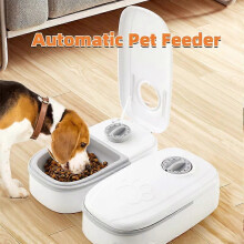 Automatic Pet Feeder with Water Dispenser, Gravity Food & Water Bowl for Cats and Dogs, Timer, Stainless Steel
