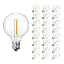25PCS G40 LED Bulb 1W DC12V E12 Plastic for Solar String Light Camping RV Compatible with Low Voltage Systems