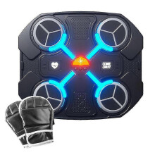 (Ordinary Style, Black) Kids Music Boxing Machine with Gloves, Bluetooth Smart Boxing Training Wall Target Punching Pads Compatible Kids Birthday Gift