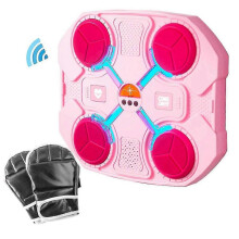 (Bluetooth, Pink) Kids Music Boxing Machine with Gloves, Bluetooth Smart Boxing Training Wall Target Punching Pads Compatible Kids Birthday Gift