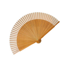 Houten handventilator Hol gesneden houten ventilator- Romig wit